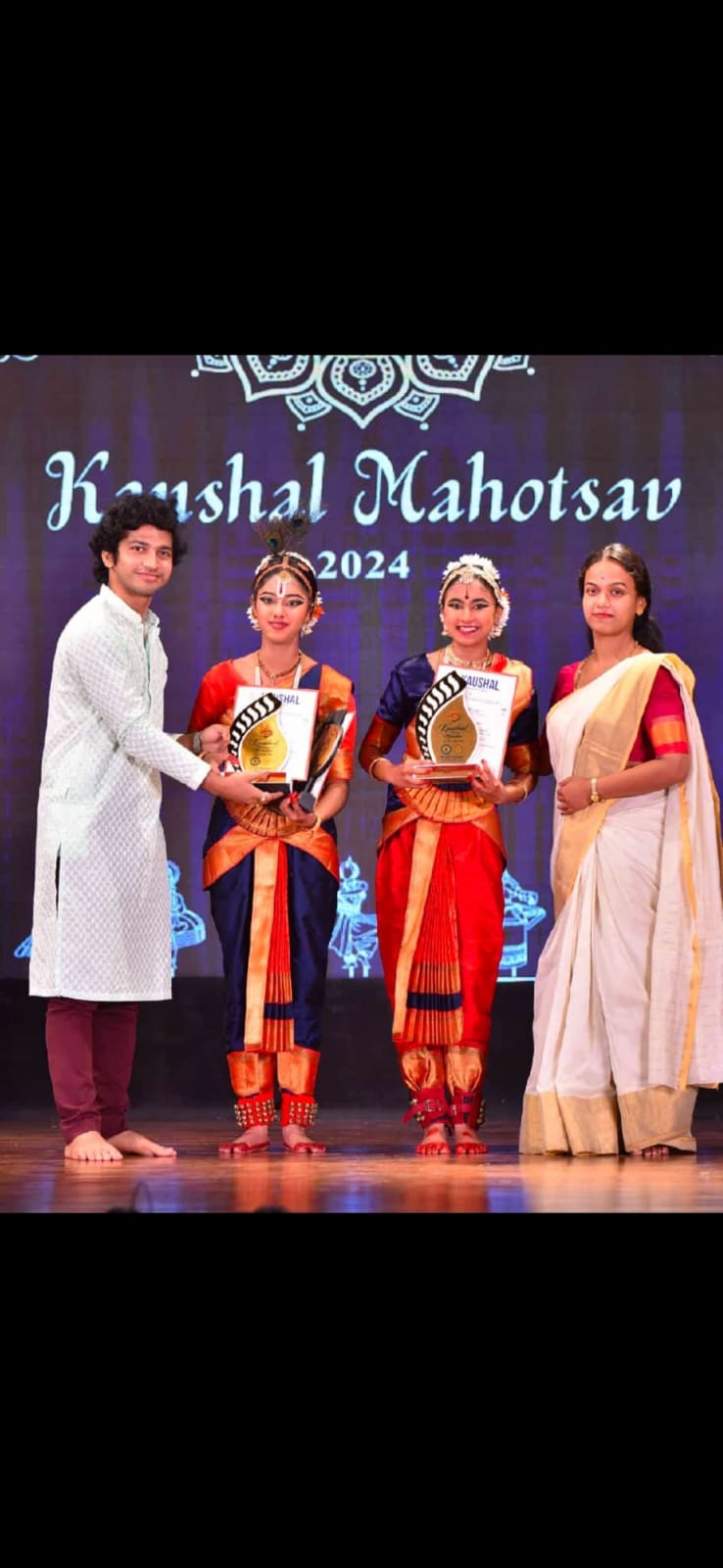 Bharatnatyam costumes won the first prize on stage performance