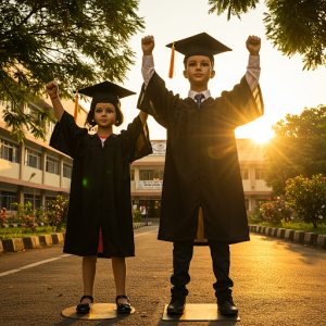 Kids Graduation Gowns with Caps - Black - Delhi